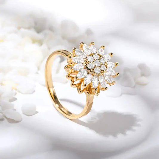 Crystal Sunflower Rings For Women